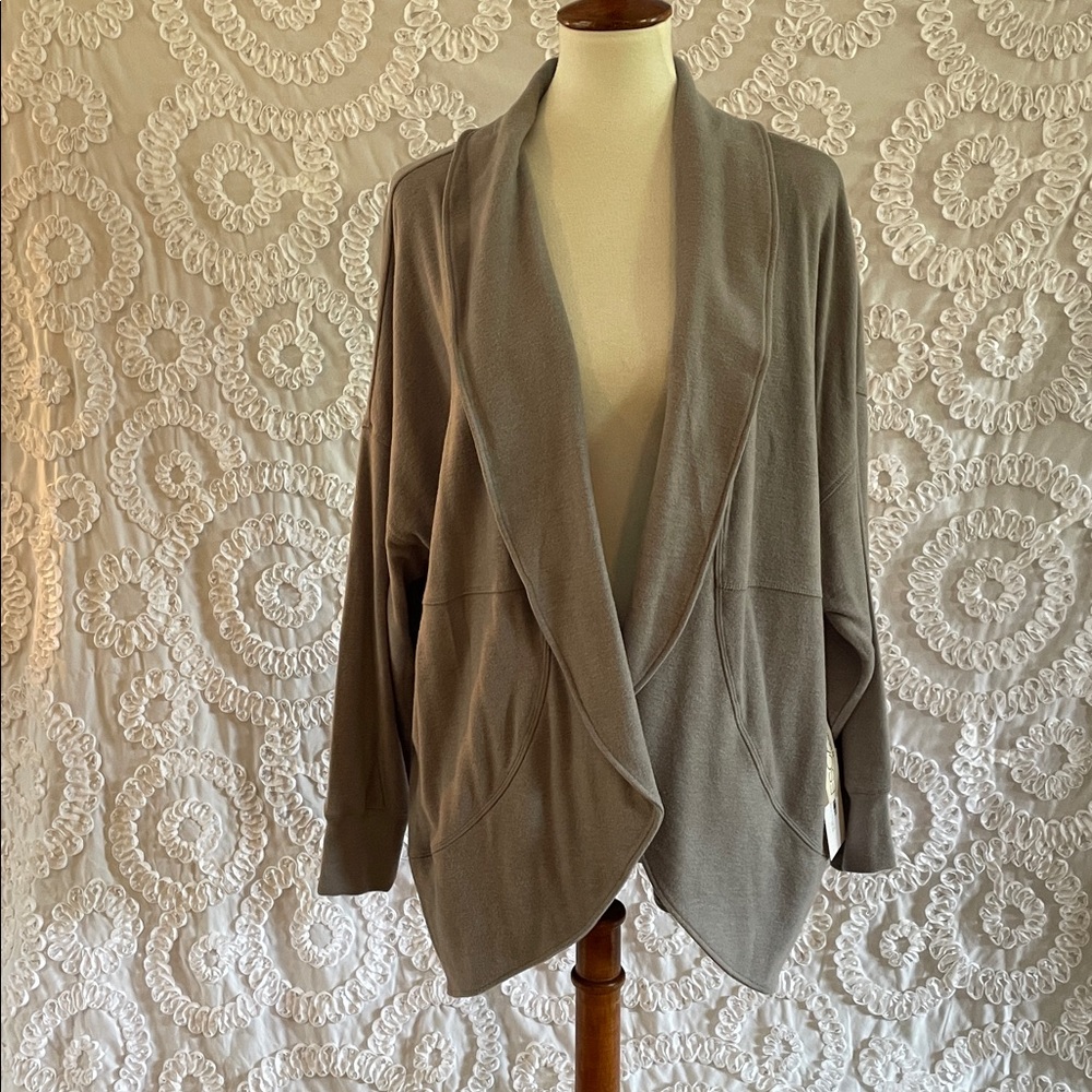Escape by Habitat buttery ribbon, cocoon jacket, Stylish Gray Open Front Cardi